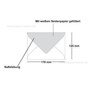 50 Briefumschläge in Vanille mit weißem Innenfutter - Kuverts in DIN B6 Format  - 12,5 x 17,6 cm - Seidenfutter - Nassklebung