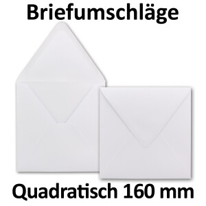 50x Briefumschläge Quadratisch 160 x 160 mm - Weiss - 120 Gramm pro m² - 16,0 x 16,0 cm - Nassklebung - Für ganz besondere Anlässe - Marke: GUSTAV NEUSER