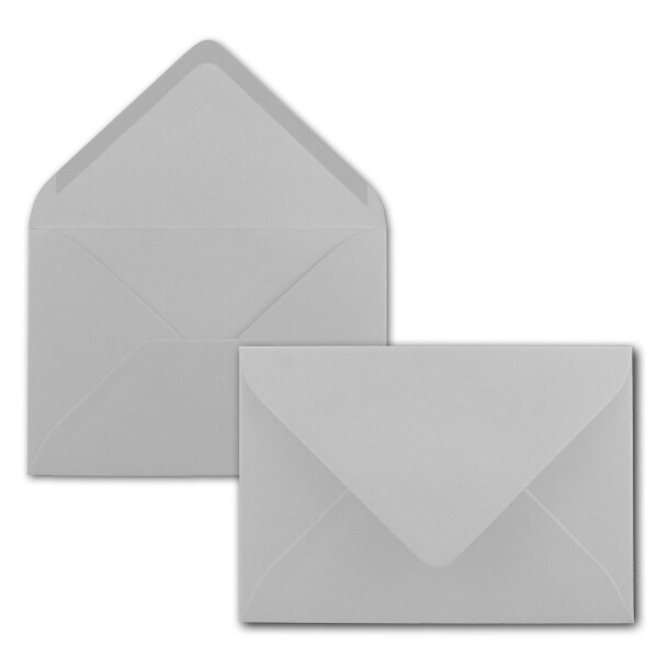 50 Brief-Umschläge - Hell-Grau - DIN C6 - 114 x 162 mm - Kuverts mit Nassklebung ohne Fenster für Gruß-Karten & Einladungen - Serie FarbenFroh