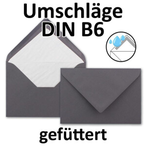 25x Kuverts in Granit-Grau - Brief-Umschläge in DIN B6 - 12,5 x 17,6 cm geripptes Papier - weißes Seidenfutter für Weihnachten & festliche Anlässe