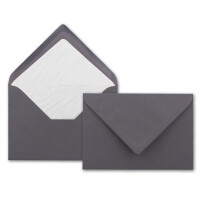 25x Kuverts in Granit-Grau - Brief-Umschläge in DIN B6 - 12,5 x 17,6 cm geripptes Papier - weißes Seidenfutter für Weihnachten & festliche Anlässe