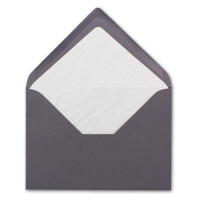25x Kuverts in Granit-Grau - Brief-Umschläge in DIN B6 - 12,5 x 17,6 cm geripptes Papier - weißes Seidenfutter für Weihnachten & festliche Anlässe