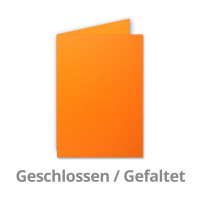 50x Falt-Karten DIN A6 in Orange - 10,5 x 14,8 cm - Blanko - Doppel-Karten - 220 g/m²