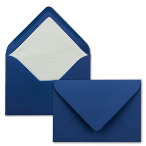 50 Briefumschläge in Nachtblau mit weißem Innenfutter - Kuverts in DIN B6 Format  - 12,5 x 17,6 cm - Seidenfutter - Nassklebung