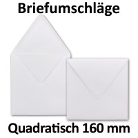 100x Briefumschläge Quadratisch 160 x 160 mm - Weiss - 120 Gramm pro m² - 16,0 x 16,0 cm - Nassklebung - Für ganz besondere Anlässe - Marke: GUSTAV NEUSER