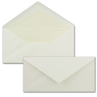 50 x DIN Lang Briefumschläge Creme - mit cremefarbenem Seidenfutter - 11 x 22 cm - 80 g/m² - Nassklebung - Ideal für Einladungen, Weihnachtskarten, Glückwunschkarten aus der Serie Farbenfroh