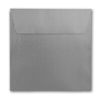 25 Metallic Briefumschläge in Silber - quadratisches Format 16 x 16 cm - metallisch-glänzende Kuverts - 90 Gramm/m² - Haftklebung