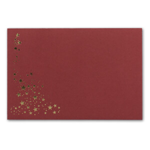 20x Faltkarten-Set mit Umschlägen DIN B6 - Dunkelrot (Rot) mit goldenen Metallic Sternen - 11,5 x 17 cm - bedruckbar - Ideal für Weihnachtskarten