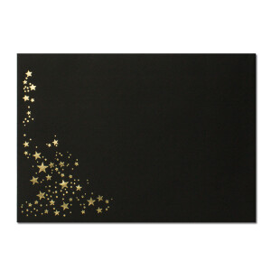 50x Weihnachts-Briefumschläge - DIN B6 - mit Gold-Metallic geprägtem Sternenregen -Farbe: schwarz, Nassklebung, 120 g/m² - 120 x 176 mm - Marke: GUSTAV NEUSER