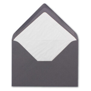 50x Kuverts in Granit-Grau - Brief-Umschläge in DIN B6 - 12,5 x 17,6 cm geripptes Papier - weißes Seidenfutter für Weihnachten & festliche Anlässe