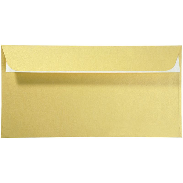 50x Artoz Perle - DIN Lang (DIN C6/5) - Briefumschläge 120 g/m² - Gold - glänzend - mit Haftklebung - ohne Fenster