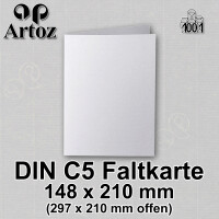 ARTOZ 50x DIN A5 Faltkarten - Lichtgrau (Grau) gerippt 148 x 210 mm Klappkarten hochdoppelt - Blanko Doppelkarte mit 220 g/m² edle Egoutteur-Rippung