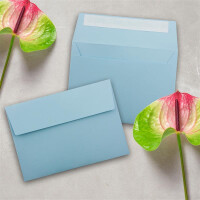 100x Briefumschläge Hell-Blau DIN C6 Format 11,4 x 16,2 cm - Haftklebung - Kuverts ohne Fenster - Weihnachten, Grußkarten & Einladungen - Für A6 & A4 Papier