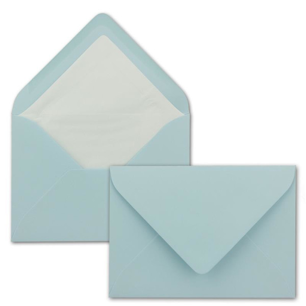 25 Briefumschläge in Hellblau mit weißem Innenfutter - Kuverts in DIN B6 Format  - 12,5 x 17,6 cm - Seidenfutter - Nassklebung