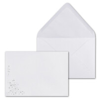 50x Weihnachts-Briefumschläge - DIN C5 - mit Silber-Metallic geprägtem Sternenregen, festlich matter Umschlag in weiß - Nassklebung, 90 g/m² - 162 x 229 mm - Marke: GUSTAV NEUSER