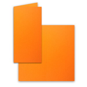 100x Falt-Karten DIN Lang - Orange (Orange) - 10,5 x 21 cm - Blanko Doppelkarten - Klappkarten für Einladungen und Grußkarten zu Weihnachten und Geburtstag