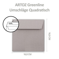 ARTOZ 50x quadratische Briefumschläge - Farbe: beech (hellgrau / hellbraun) - 16,0 x 16,0 cm - mit Haftklebung und Abziehstreifen - Serie Greenline
