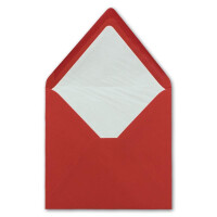 25x Briefumschläge Quadratisch 16 x 16 cm in Rosenrot (Rot)- Umschläge mit weißem Seidenfutter - Kuverts ohne Fenster & mit Nassklebung - Für Einladungskarten zu Hochzeit und Geburtstag