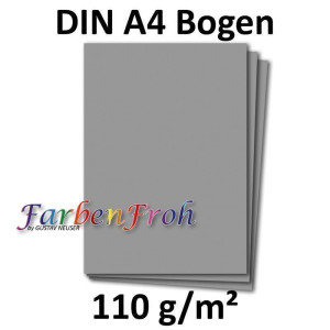 50x DIN A4 Papier - Graphitgrau (Dunkelgrau, Grau) - 110 g/m² - 21 x 29,7 cm - Ton-Papier Fotokarton Bastel-Papier Ton-Karton - FarbenFroh