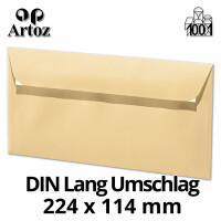 ARTOZ 25x Briefumschläge DIN Lang Honiggelb 100 g/m² selbstklebend - DL 224x114 mm - Kuvert ohne Fenster - Umschläge mit Haftklebung Abziehstreifen