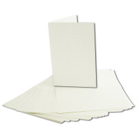 50 x Kraftpapier Faltkarten-Set DIN C6 /A6 - Doppel-Klappkarten + Einlegeblätter in creme mit Umschläge C6 - Vintage-Naturpapier - braun