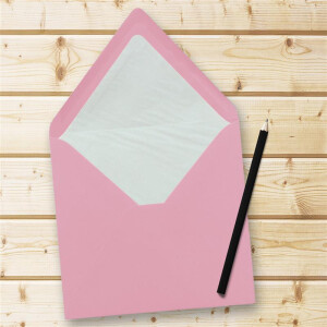 25x Briefumschläge Quadratisch 16 x 16 cm in Rosa- Umschläge mit weißem Seidenfutter - Kuverts ohne Fenster & mit Nassklebung - Für Einladungskarten zu Hochzeit und Geburtstag