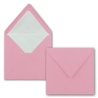 25x Briefumschläge Quadratisch 16 x 16 cm in Rosa- Umschläge mit weißem Seidenfutter - Kuverts ohne Fenster & mit Nassklebung - Für Einladungskarten zu Hochzeit und Geburtstag