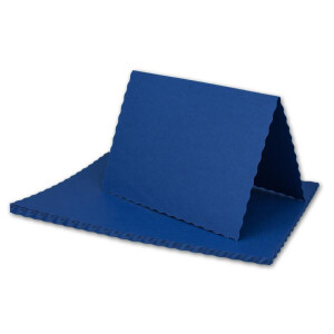 50x Faltkarten-Set DIN A6 mit DIN C6 Brief-Umschlägen - wellig gestanzter Rand - Dunkel-Blau - 10,5 x 14,8 cm - Wellenschnitt Karten-Sets - FarbenFroh by GUSTAV NEUSER