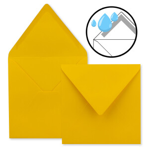 25x Quadratische Briefumschläge in Honiggelb (Gelb) - 15,5 x 15,5 cm - ohne Fenster, mit Nassklebung - 110 g/m² - Für Einladungskarten zu Hochzeit, Geburtstag und mehr - Serie FarbenFroh
