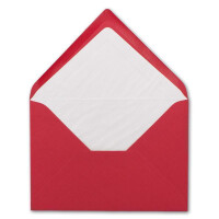 50x Kuverts in Himbeerrot - Brief-Umschläge in DIN B6 - 12,5 x 17,6 cm geripptes Papier - weißes Seidenfutter für Weihnachten & festliche Anlässe
