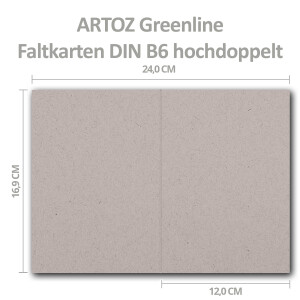 ARTOZ 25x Doppelkarten DIN B6 - Farbe: beech (hellgrau / hellbraun) - 12,0 x 16,9 cm - hochdoppelt - Serie Greenline