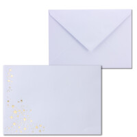 50x Weihnachts-Briefumschläge - DIN C6 - mit Gold-Metallic geprägtem Sternenregen -Farbe: Weiß - Nassklebung, 90 g/m² - 114 x 162 mm - Marke: GUSTAV NEUSER
