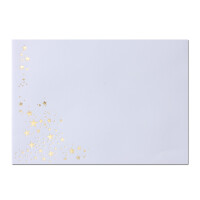 50x Weihnachts-Briefumschläge - DIN C6 - mit Gold-Metallic geprägtem Sternenregen -Farbe: Weiß - Nassklebung, 90 g/m² - 114 x 162 mm - Marke: GUSTAV NEUSER