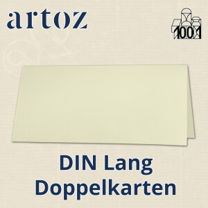 ARTOZ 25x DIN Lang Faltkarten - Creme (Chamois) gerippt 210 x 105 mm Klappkarten - Blanko Doppelkarte mit 220 g/m² edle Egoutteur-Rippung