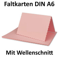 50x Faltkarten DIN A6 mit wellig gestanztem Rand - Rosa - 10,5 x 14,8 cm - Wellenschnitt Einladungs-Karten - FarbenFroh by GUSTAV NEUSER
