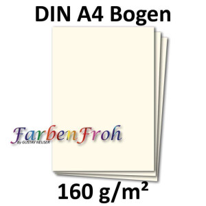 100 DIN A4 Papierbogen Planobogen - Naturweiß (Weiß) - 160 g/m² - 21 x 29,7 cm - Bastelbogen Ton-Papier Fotokarton Bastel-Papier Ton-Karton - FarbenFroh