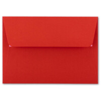 50x Brief-Umschläge B6 - Rot - 12,5 x 17,5 cm - Haftklebung 120 g/m² - breite edle Verschluss-Lasche - hochwertige Einladungs-Umschläge