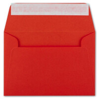 50x Brief-Umschläge B6 - Rot - 12,5 x 17,5 cm - Haftklebung 120 g/m² - breite edle Verschluss-Lasche - hochwertige Einladungs-Umschläge