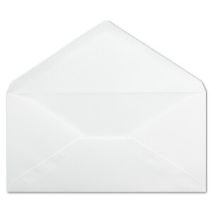 50x Briefumschläge DIN Lang - 11 x 22 cm - Nassklebung - Farbe: Weiß - 90 Gramm pro m² - ohne Fenster