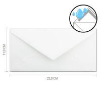 50x Briefumschläge DIN Lang - 11 x 22 cm - Nassklebung - Farbe: Weiß - 90 Gramm pro m² - ohne Fenster