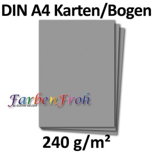 50 DIN A4 Papier-bögen Planobogen - Graphitgrau - Dunkelgrau (Grau) - 240 g/m² - 21 x 29,7 cm - Ton-Papier Fotokarton Bastel-Papier Ton-Karton - FarbenFroh