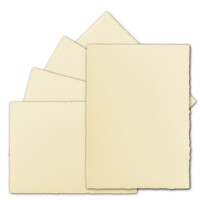 25 Stück ca. B6 Vintage Karten, Büttenpapier, 113 x 175 mm, Elfenbein halbmatt - ohne Falz - Vellum Oberfläche