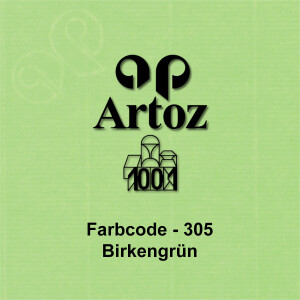 ARTOZ 50x DIN Lang Faltkarten - Grün (Birkengrün) gerippt 210 x 105 mm Klappkarten - Blanko Doppelkarte mit 220 g/m² edle Egoutteur-Rippung