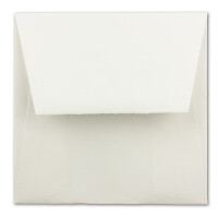 25 Stück quadratische Vintage Briefumschläge, Haftklebung - Büttenpapier, 16,6 x 16,6 cm, Weiß halbmatt gerippt hochwertige Brief-Kuverts