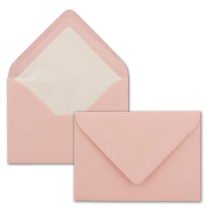 50 Briefumschläge in Rosa mit weißem Innenfutter - Kuverts in DIN B6 Format  - 12,5 x 17,6 cm - Seidenfutter - Nassklebung