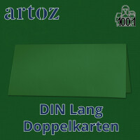 ARTOZ 50x DIN Lang Faltkarten - Grün (Tannengrün) gerippt 210 x 105 mm Klappkarten - Blanko Doppelkarte mit 220 g/m² edle Egoutteur-Rippung