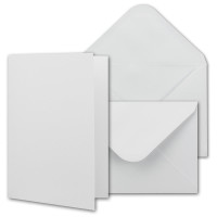 Doppelkarten DIN A6 inkl. Briefumschläge DIN C6 mit Geschenkschachtel - 50er-Set - Blanko Einladungskarten/Faltkarten in Weiß zum Selbstgestalten