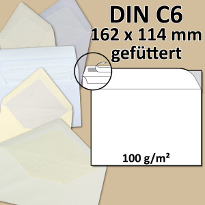 DIN C6 Briefumschlag - gef&uuml;ttert - Haftklebung -...
