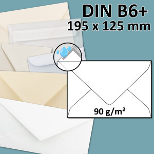 DIN B6 Briefumschlag - Nassklebung - 19,5 x 12,5 cm - 90...