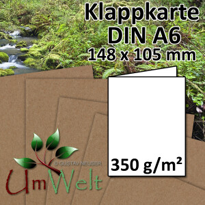 DIN A6 Klappkarte - Kraftpapier - 14,8 x 10,5 cm - 350...